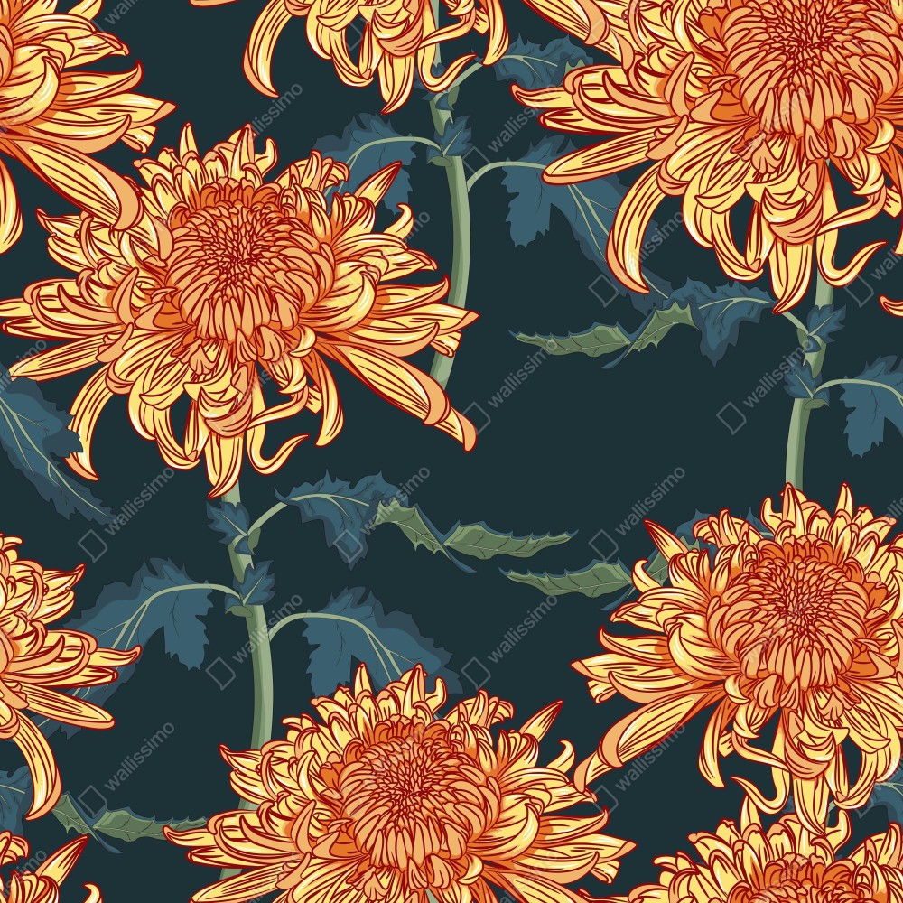 Tischaufkleber und Schreibtischaufkleber goldene chrysantheme botanisches muster – Wallnifity® Tischaufkleber und Schreibtischaufkleber goldene chrysantheme botanisches muster – Wallnifity®