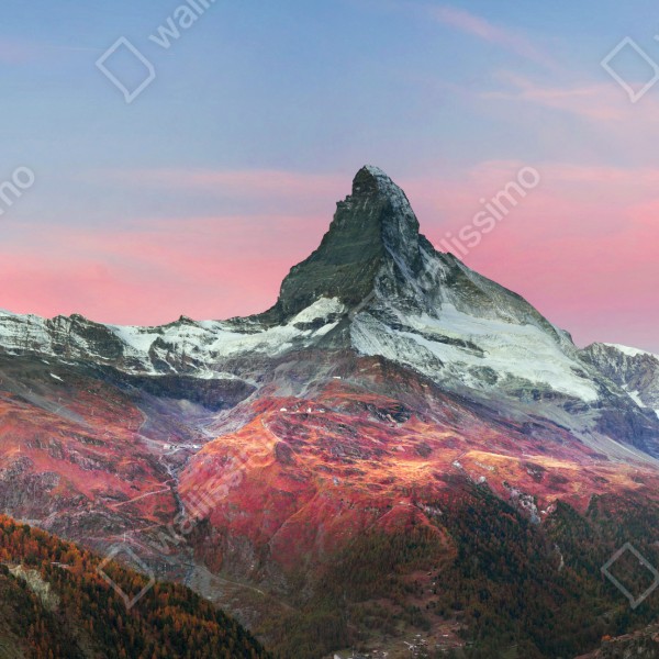 Tischaufkleber und Schreibtischaufkleber herbstliche panoramaaufnahme des Matterhorns bei sonnenuntergang – Wallnifity® Tischaufkleber und Schreibtischaufkleber herbstliche panoramaaufnahme des Matterhorns bei sonnenuntergang – Wallnifity®