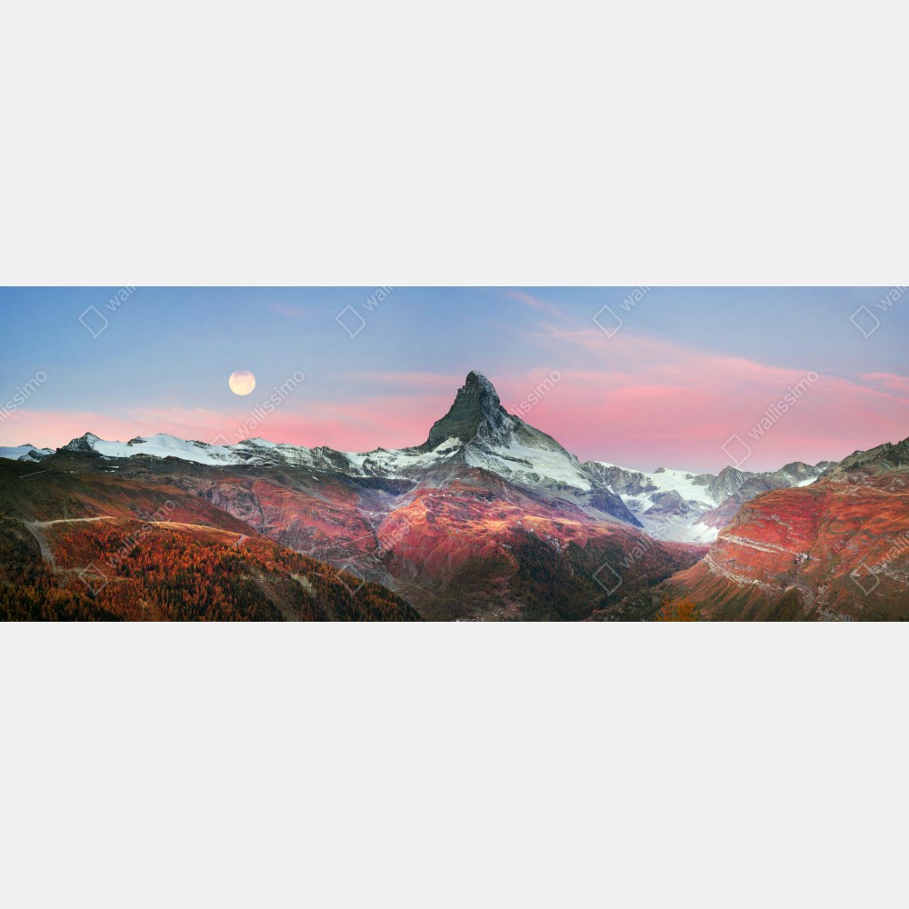 Tischaufkleber und Schreibtischaufkleber herbstliche panoramaaufnahme des Matterhorns bei sonnenuntergang – Wallnifity® Tischaufkleber und Schreibtischaufkleber herbstliche panoramaaufnahme des Matterhorns bei sonnenuntergang – Wallnifity®