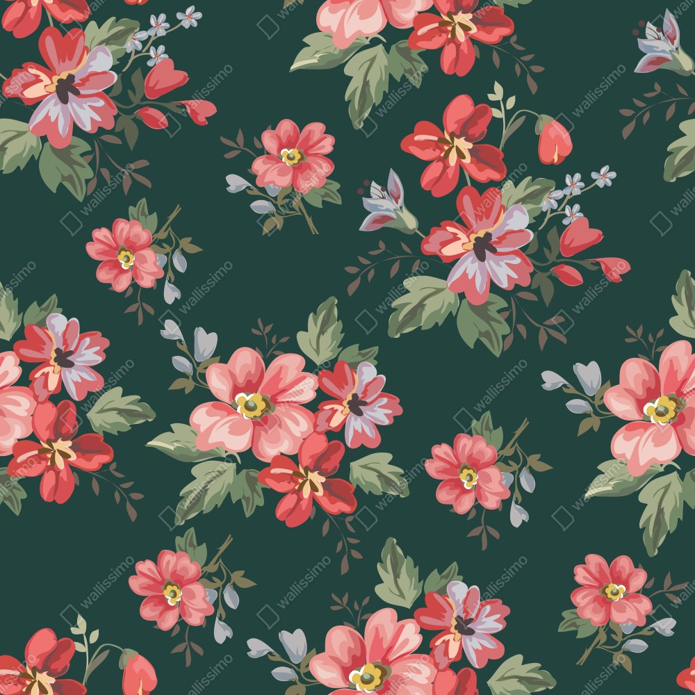 Tischaufkleber und Schreibtischaufkleber vintage rosa blumenmuster auf tiefgrün – Wallnifity® Tischaufkleber und Schreibtischaufkleber vintage rosa blumenmuster auf tiefgrün – Wallnifity®