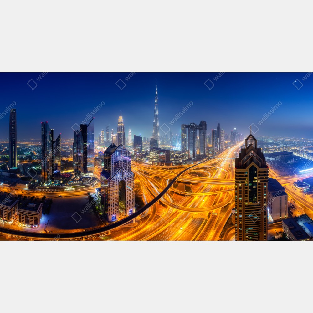 Tischaufkleber und Schreibtischaufkleber panorama der nächtlichen skyline von Dubai – Wallnifity® Tischaufkleber und Schreibtischaufkleber panorama der nächtlichen skyline von Dubai – Wallnifity®
