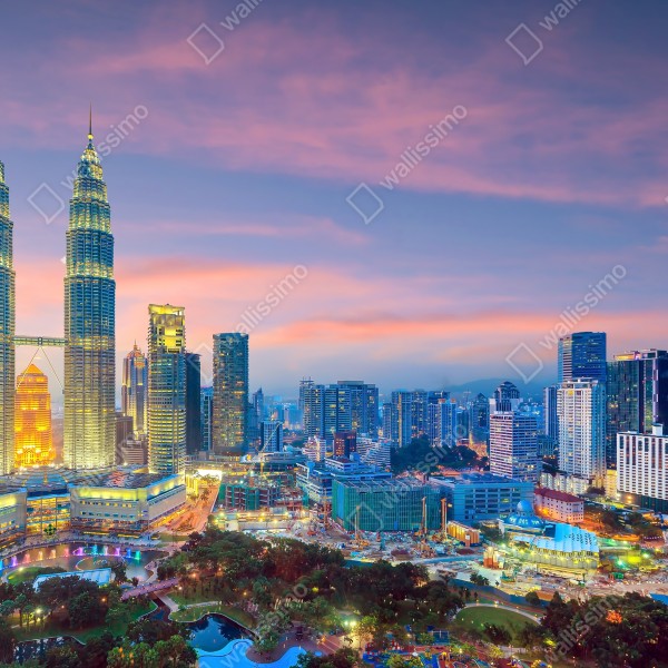 Tischaufkleber und Schreibtischaufkleber Kuala Lumpur stadtpanorama bei dämmerung – Wallnifity® Tischaufkleber und Schreibtischaufkleber Kuala Lumpur stadtpanorama bei dämmerung – Wallnifity®