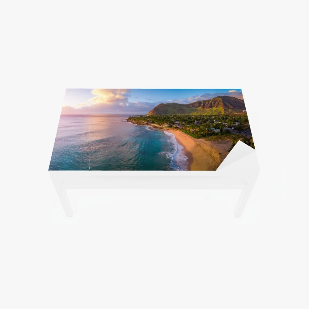 Tischaufkleber und Schreibtischaufkleber sonnenuntergang am strand panorama mit tropischen bergen – Wallnifity® Tischaufkleber und Schreibtischaufkleber sonnenuntergang am strand panorama mit tropischen bergen – Wallnifity®
