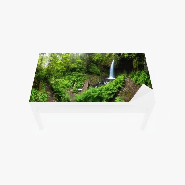 Tischaufkleber und Schreibtischaufkleber üppiger waldwasserfall panorama – Wallnifity® Tischaufkleber und Schreibtischaufkleber üppiger waldwasserfall panorama – Wallnifity®