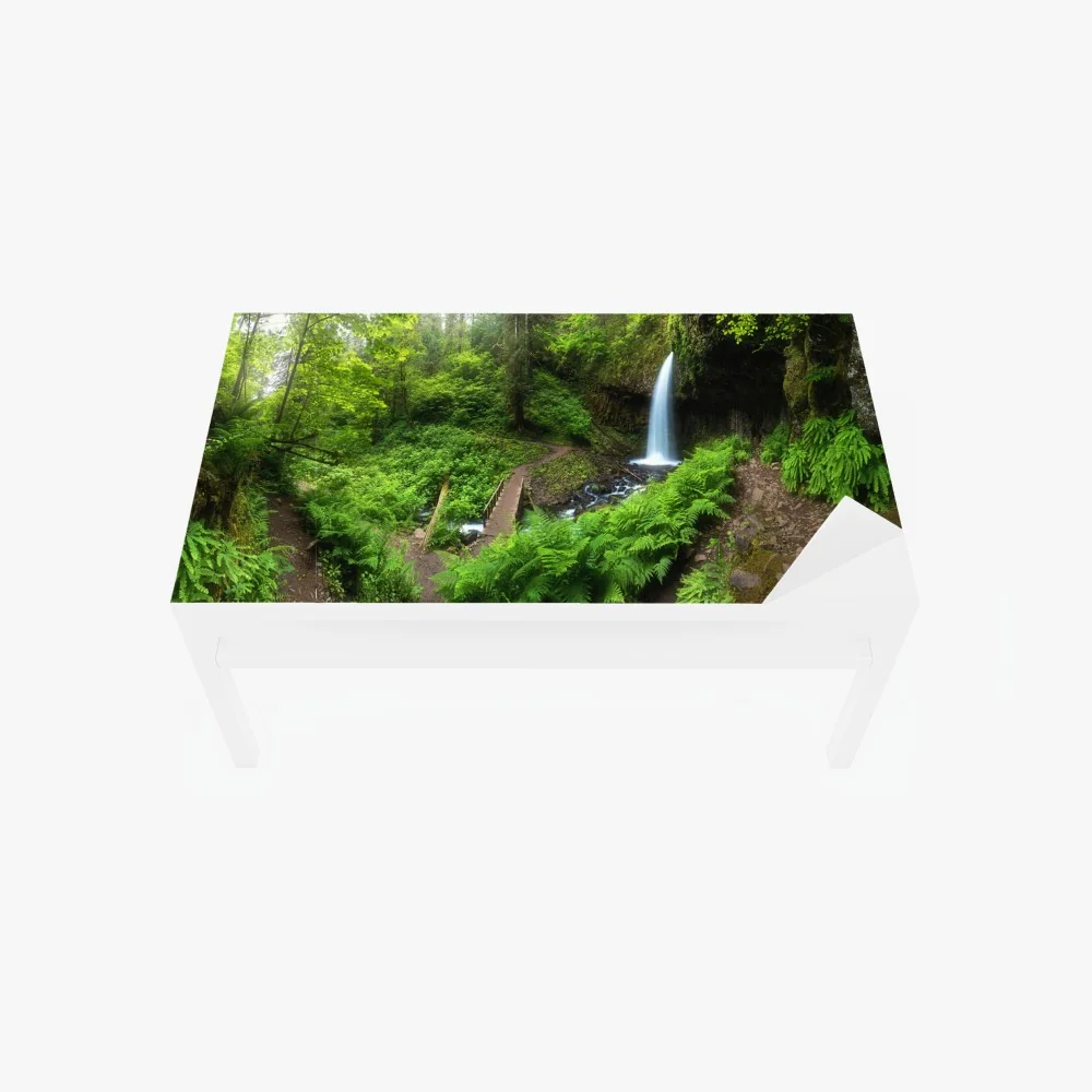 Tischaufkleber und Schreibtischaufkleber üppiger waldwasserfall panorama – Wallnifity® Tischaufkleber und Schreibtischaufkleber üppiger waldwasserfall panorama – Wallnifity®