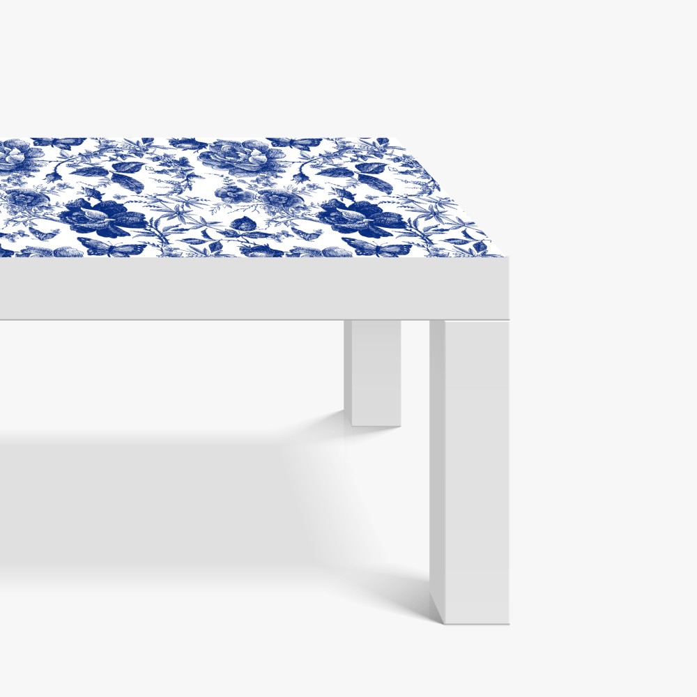 Tischaufkleber und Schreibtischaufkleber blaues blumen toile-muster – Wallnifity® Tischaufkleber und Schreibtischaufkleber blaues blumen toile-muster – Wallnifity®