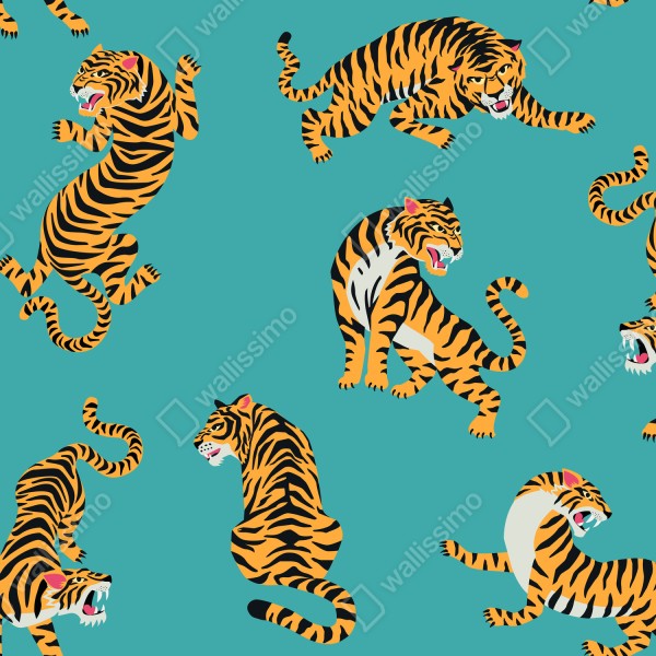 Tischaufkleber und Schreibtischaufkleber stilisiertes tigermuster auf türkisfarbenem hintergrund – Wallnifity® Tischaufkleber und Schreibtischaufkleber stilisiertes tigermuster auf türkisfarbenem hintergrund – Wallnifity®