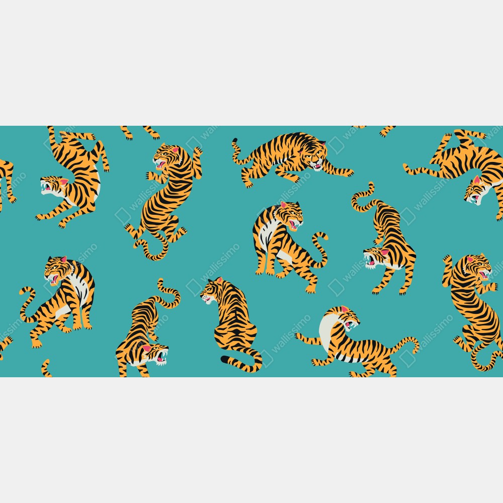 Tischaufkleber und Schreibtischaufkleber stilisiertes tigermuster auf türkisfarbenem hintergrund – Wallnifity® Tischaufkleber und Schreibtischaufkleber stilisiertes tigermuster auf türkisfarbenem hintergrund – Wallnifity®