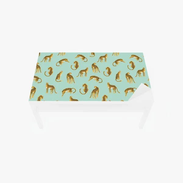 Tischaufkleber und Schreibtischaufkleber verspieltes gepardenmuster auf türkisgrund