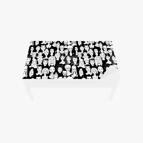 Tischaufkleber und Schreibtischaufkleber muster mit vielfältigen gesichtern