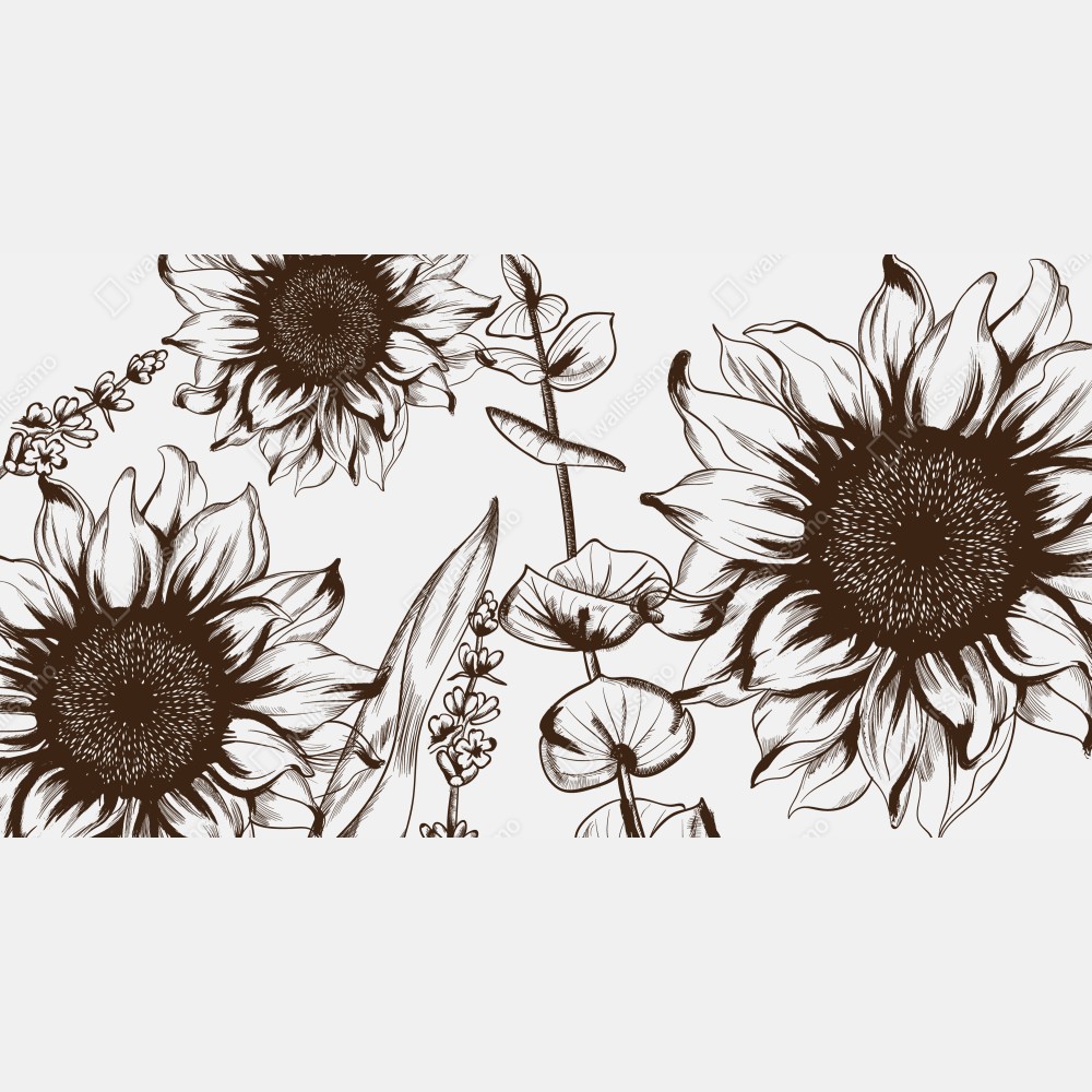 Tischaufkleber und Schreibtischaufkleber botanische sonnenblumenillustration in sepia – Wallnifity® Tischaufkleber und Schreibtischaufkleber botanische sonnenblumenillustration in sepia – Wallnifity®