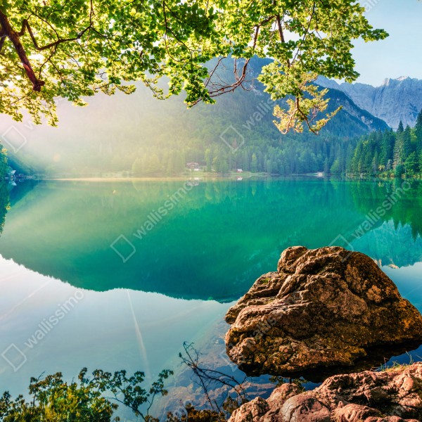 Tischaufkleber und Schreibtischaufkleber morgendliche szene am Fusine-see mit Mangart – Wallnifity® Tischaufkleber und Schreibtischaufkleber morgendliche szene am Fusine-see mit Mangart – Wallnifity®