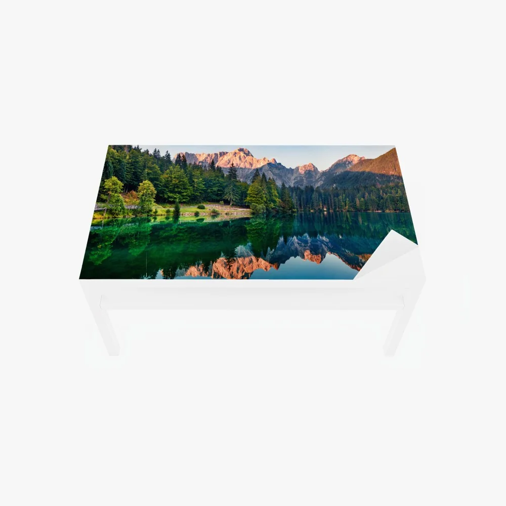 Tischaufkleber und Schreibtischaufkleber ruhiger morgen am Fusine See, Julische Alpen – Wallnifity® Tischaufkleber und Schreibtischaufkleber ruhiger morgen am Fusine See, Julische Alpen – Wallnifity®