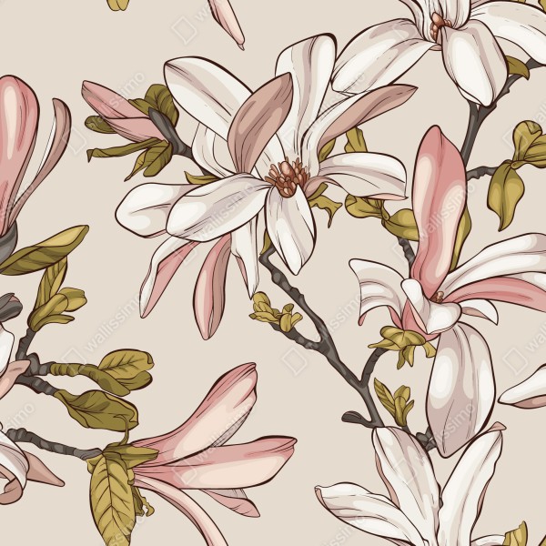 Tischaufkleber und Schreibtischaufkleber pastell magnolien auf beigem grund – Wallnifity® Tischaufkleber und Schreibtischaufkleber pastell magnolien auf beigem grund – Wallnifity®