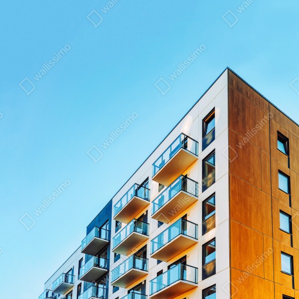 Tischaufkleber und Schreibtischaufkleber modernes wohngebäude mit balkonen – Wallnifity® Tischaufkleber und Schreibtischaufkleber modernes wohngebäude mit balkonen – Wallnifity®