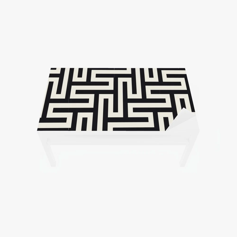 Tischaufkleber und Schreibtischaufkleber geometrisches labyrinthmuster in beige und schwarz – Wallnifity® Tischaufkleber und Schreibtischaufkleber geometrisches labyrinthmuster in beige und schwarz – Wallnifity®