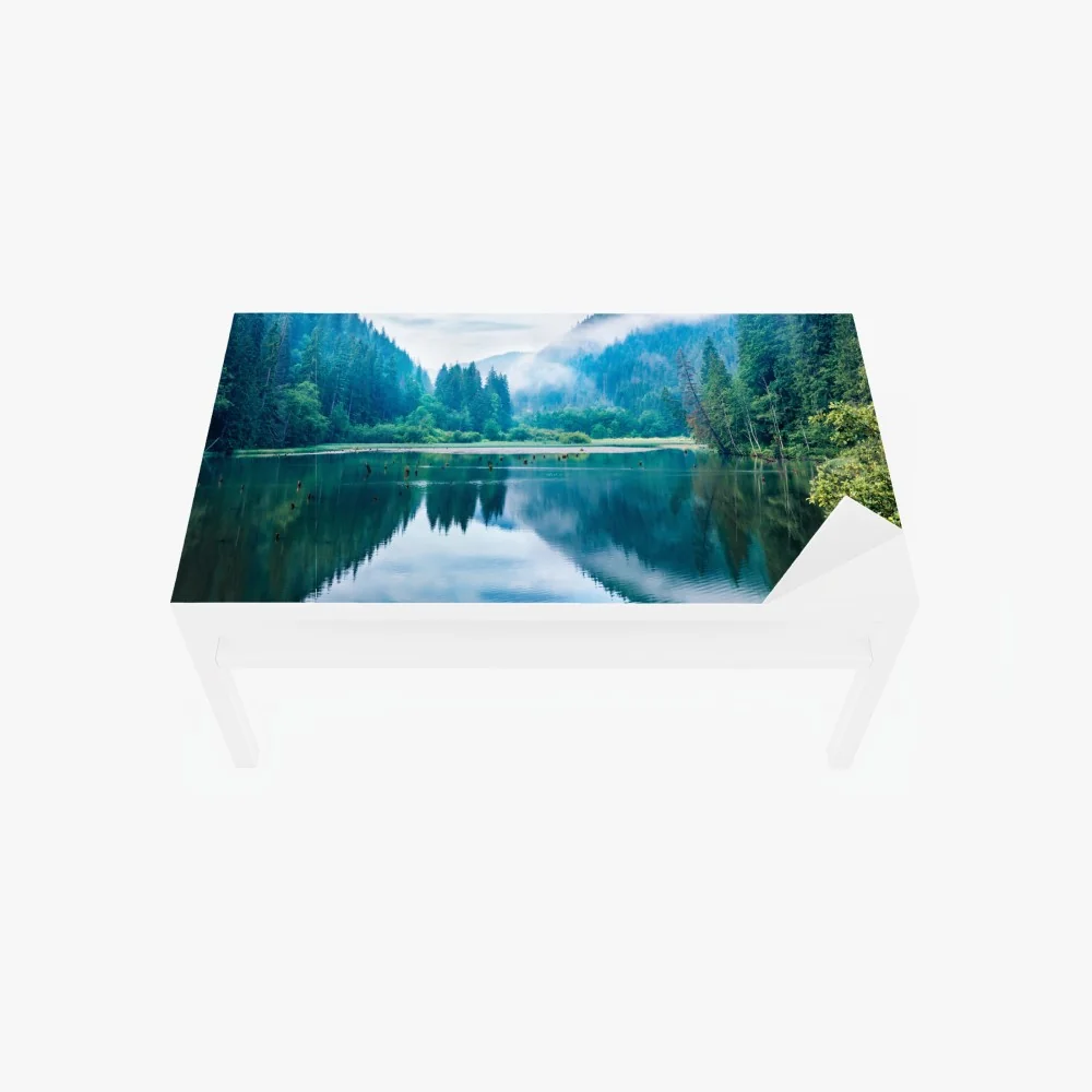 Tischaufkleber und Schreibtischaufkleber nebliger morgen am see Lacu Rosu, Rumänien – Wallnifity® Tischaufkleber und Schreibtischaufkleber nebliger morgen am see Lacu Rosu, Rumänien – Wallnifity®