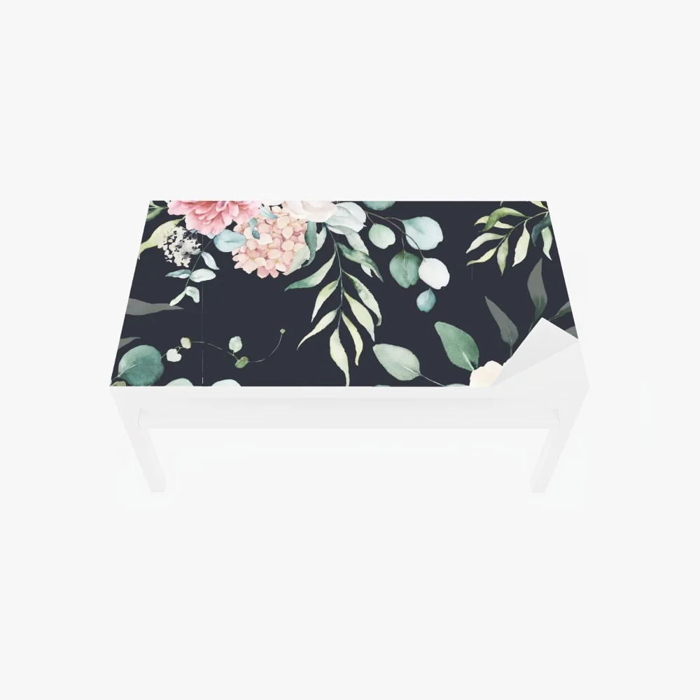 Tischaufkleber und Schreibtischaufkleber elegantes aquarell-blumenmuster auf dunklem hintergrund – Wallnifity® Tischaufkleber und Schreibtischaufkleber elegantes aquarell-blumenmuster auf dunklem hintergrund – Wallnifity®