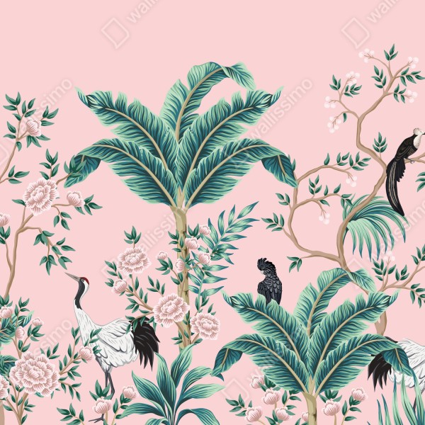 Tischaufkleber und Schreibtischaufkleber pastell tropisches botanisches muster mit kranichen – Wallnifity® Tischaufkleber und Schreibtischaufkleber pastell tropisches botanisches muster mit kranichen – Wallnifity®