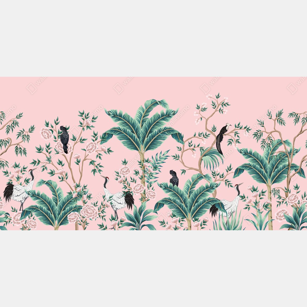 Tischaufkleber und Schreibtischaufkleber pastell tropisches botanisches muster mit kranichen – Wallnifity® Tischaufkleber und Schreibtischaufkleber pastell tropisches botanisches muster mit kranichen – Wallnifity®