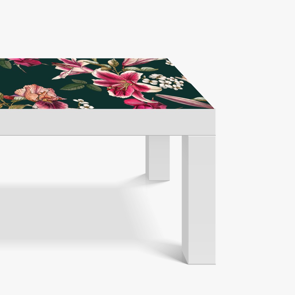 Tischaufkleber und Schreibtischaufkleber vintage botanisches floralmuster auf tiefgrün – Wallnifity® Tischaufkleber und Schreibtischaufkleber vintage botanisches floralmuster auf tiefgrün – Wallnifity®