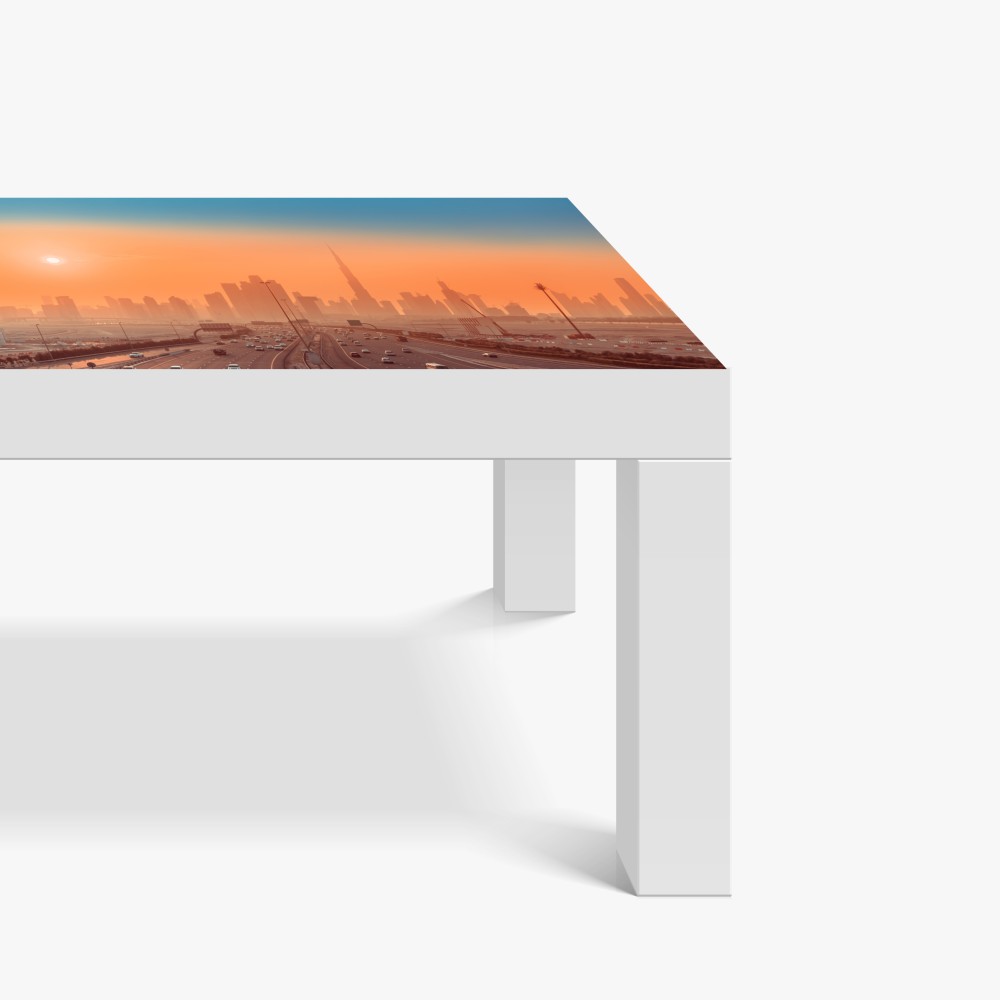 Tischaufkleber und Schreibtischaufkleber Dubai skyline bei sonnenaufgang – Wallnifity® Tischaufkleber und Schreibtischaufkleber Dubai skyline bei sonnenaufgang – Wallnifity®
