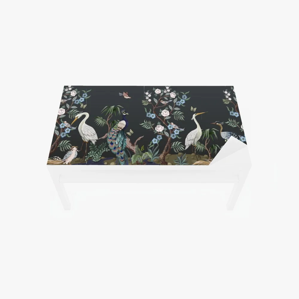 Tischaufkleber und Schreibtischaufkleber pfau und reiher im blumenmuster – Wallnifity® Tischaufkleber und Schreibtischaufkleber pfau und reiher im blumenmuster – Wallnifity®