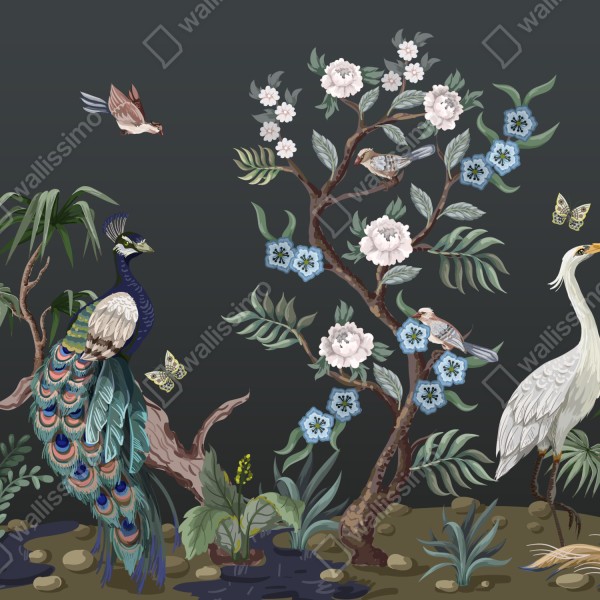 Tischaufkleber und Schreibtischaufkleber pfau und reiher im blumenmuster – Wallnifity® Tischaufkleber und Schreibtischaufkleber pfau und reiher im blumenmuster – Wallnifity®