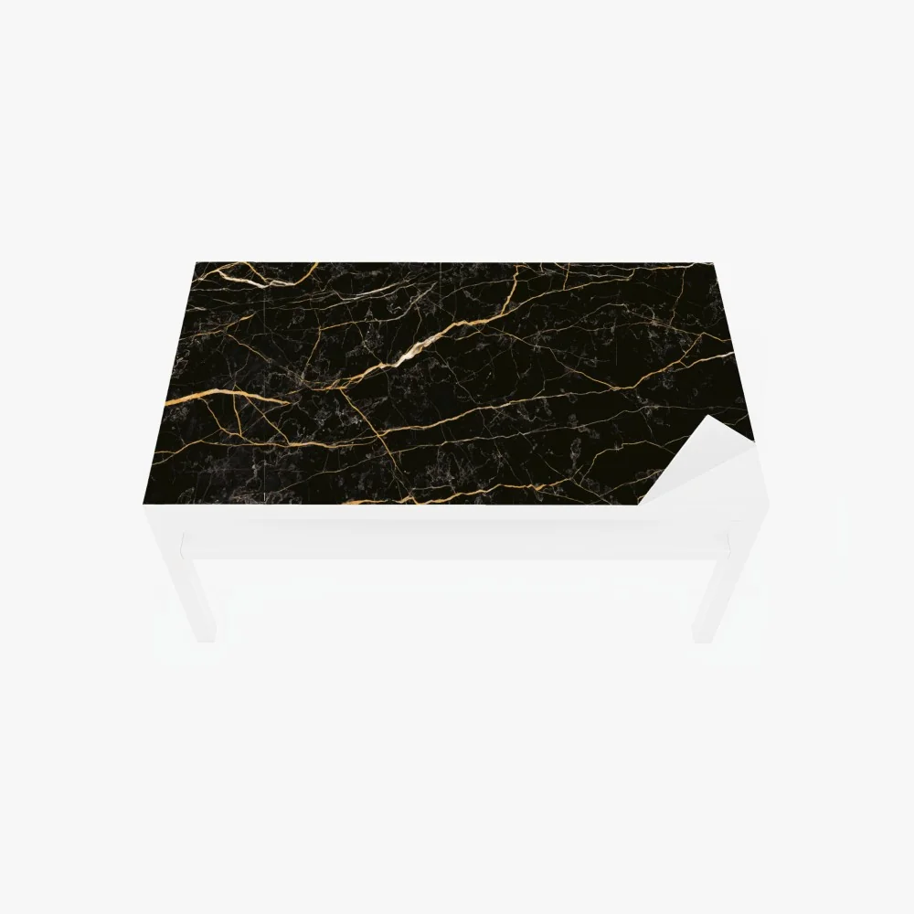 Tischaufkleber und Schreibtischaufkleber schwarzer marmor mit goldenen adern – Wallnifity®