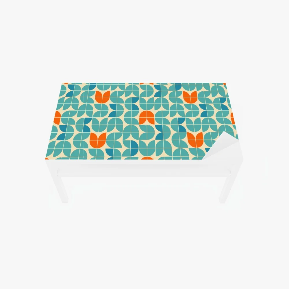 Tischaufkleber und Schreibtischaufkleber retro geometrisches fliesenmuster in türkis und orange – Wallnifity® Tischaufkleber und Schreibtischaufkleber retro geometrisches fliesenmuster in türkis und orange – Wallnifity®