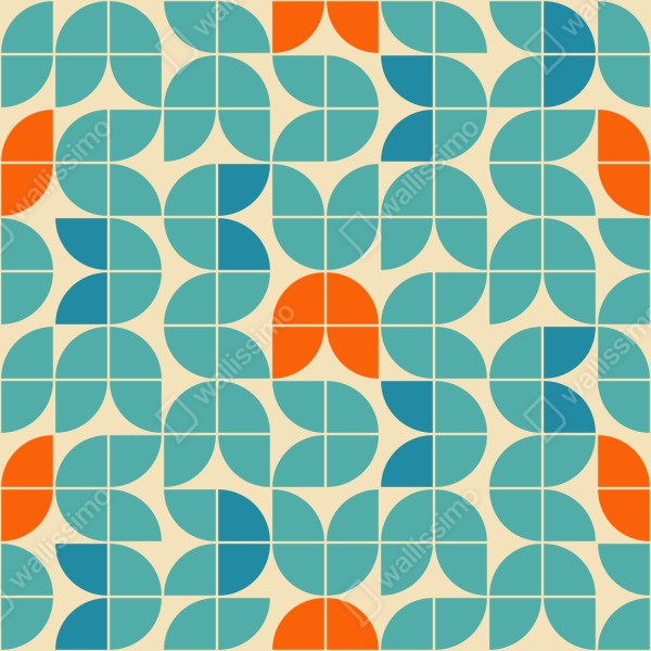 Tischaufkleber und Schreibtischaufkleber retro geometrisches fliesenmuster in türkis und orange – Wallnifity® Tischaufkleber und Schreibtischaufkleber retro geometrisches fliesenmuster in türkis und orange – Wallnifity®