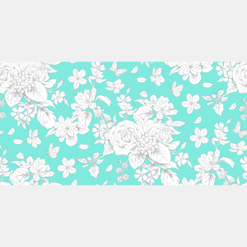 Tischaufkleber und Schreibtischaufkleber türkis floral muster mit blumen – Wallnifity® Tischaufkleber und Schreibtischaufkleber türkis floral muster mit blumen – Wallnifity®
