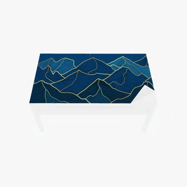 Tischaufkleber und Schreibtischaufkleber goldene linien berglandschaft auf dunkelblauem hintergrund