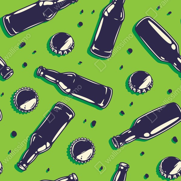 Tischaufkleber und Schreibtischaufkleber grünes pop-art-muster mit bierflaschen und kronkorken – Wallnifity® Tischaufkleber und Schreibtischaufkleber grünes pop-art-muster mit bierflaschen und kronkorken – Wallnifity®