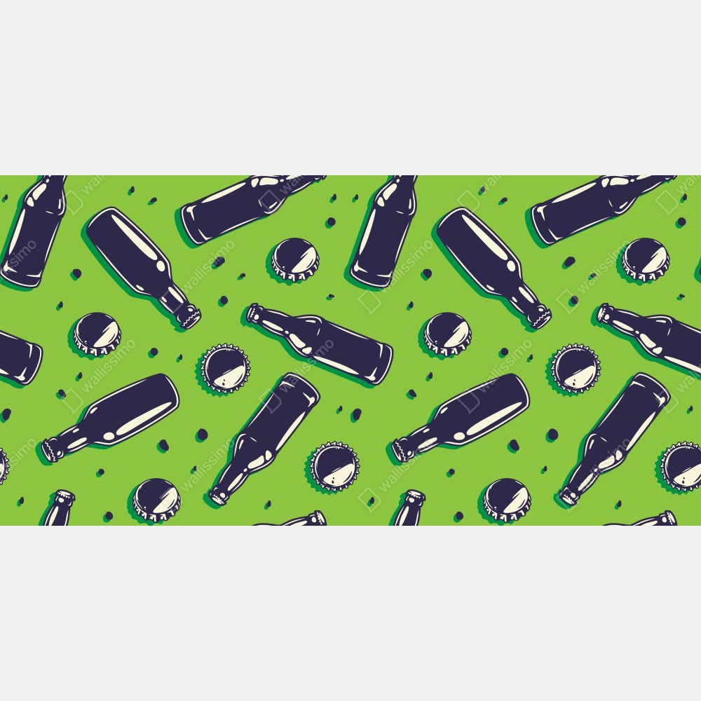 Tischaufkleber und Schreibtischaufkleber grünes pop-art-muster mit bierflaschen und kronkorken – Wallnifity® Tischaufkleber und Schreibtischaufkleber grünes pop-art-muster mit bierflaschen und kronkorken – Wallnifity®