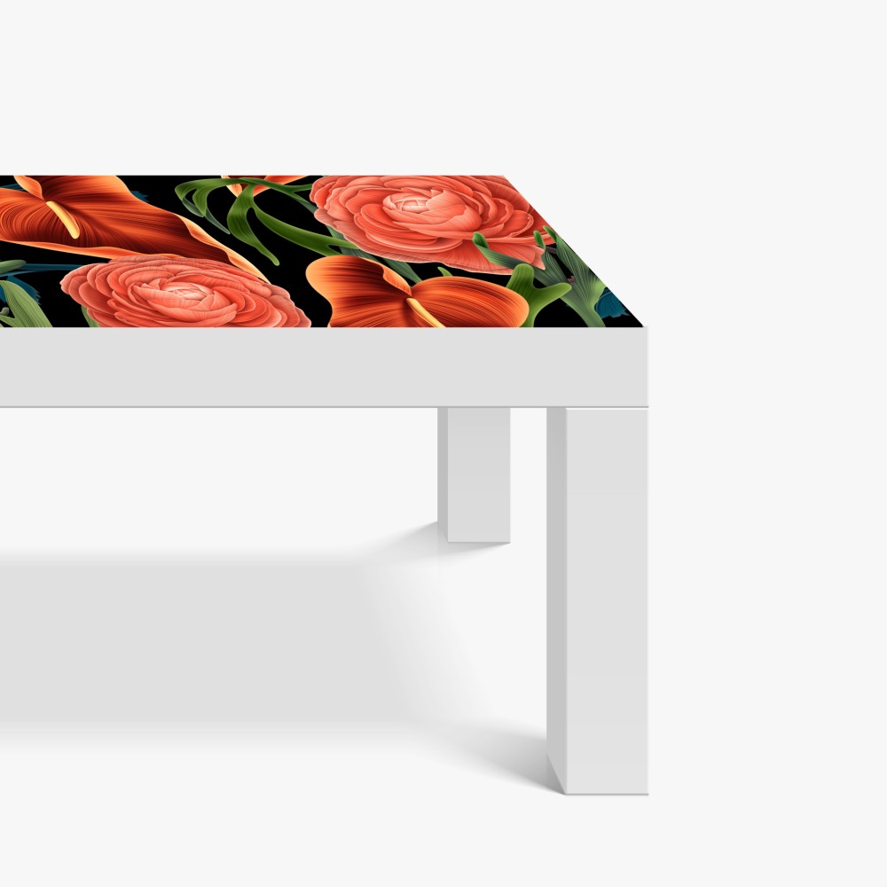 Tischaufkleber und Schreibtischaufkleber lebhaftes korallenblumenmuster auf schwarzem hintergrund – Wallnifity® Tischaufkleber und Schreibtischaufkleber lebhaftes korallenblumenmuster auf schwarzem hintergrund – Wallnifity®