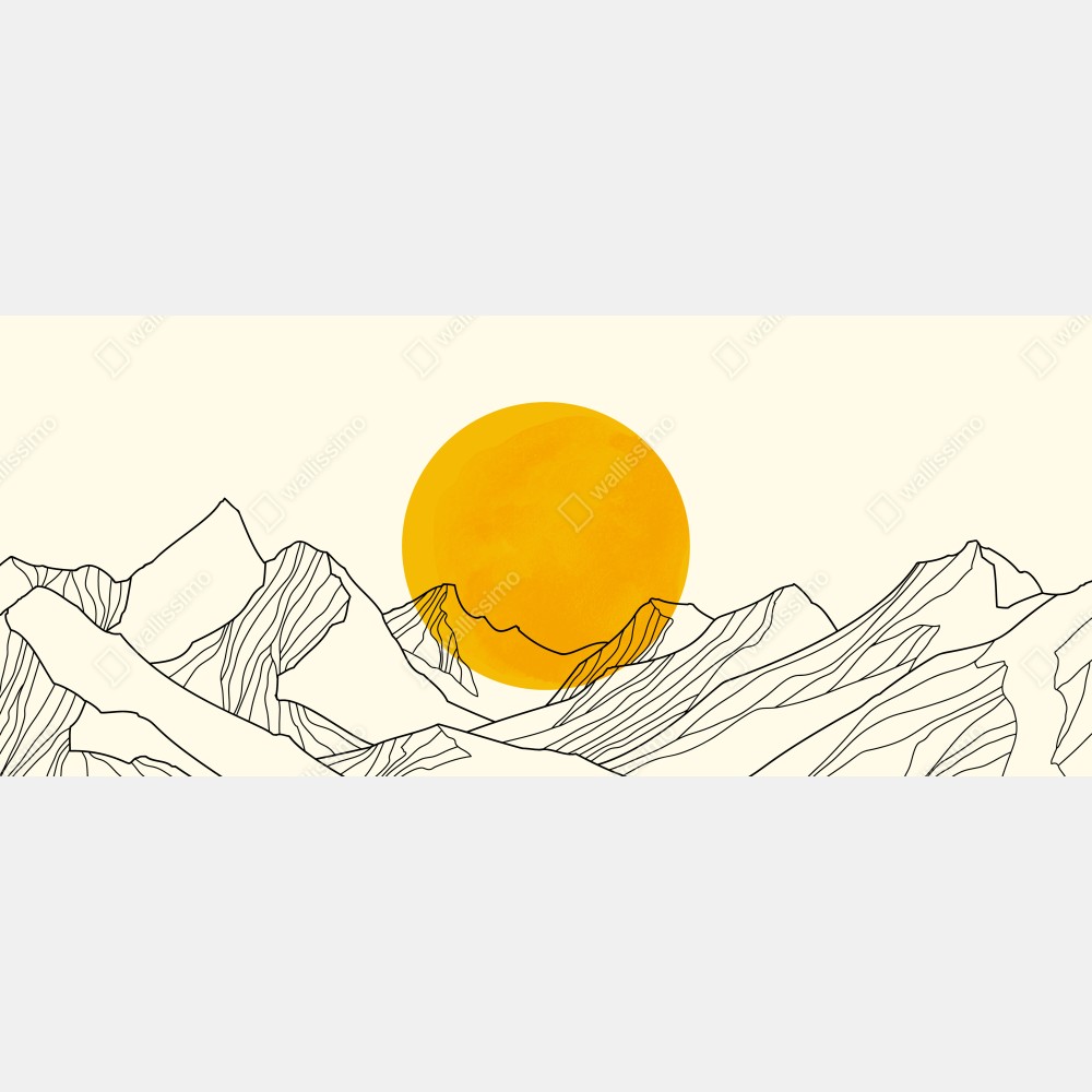Tischaufkleber und Schreibtischaufkleber goldene sonne über minimalistischen bergen – Wallnifity® Tischaufkleber und Schreibtischaufkleber goldene sonne über minimalistischen bergen – Wallnifity®