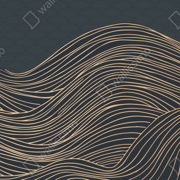 Tischaufkleber und Schreibtischaufkleber goldene wellen im japanischen stil – Wallnifity® Tischaufkleber und Schreibtischaufkleber goldene wellen im japanischen stil – Wallnifity®
