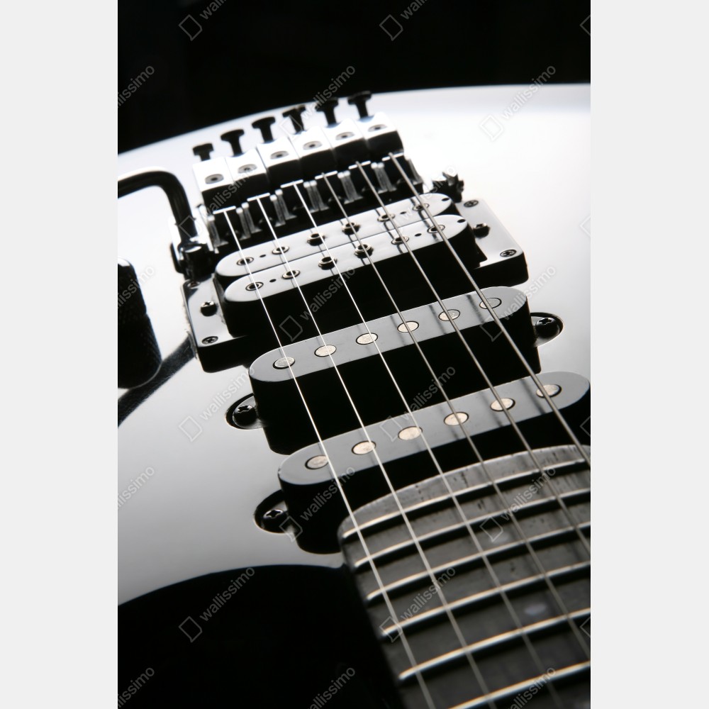 Repositionierbarer Aufkleber nahaufnahme einer schwarzen elektrogitarre – Wallnifity® Repositionierbarer Aufkleber nahaufnahme einer schwarzen elektrogitarre – Wallnifity®