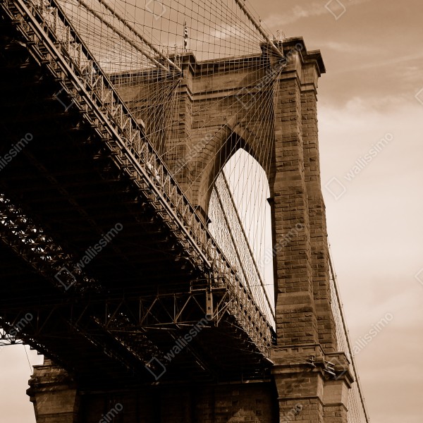 Repositionierbarer Aufkleber sepia ansicht der Brooklyn Bridge – Wallnifity® Repositionierbarer Aufkleber sepia ansicht der Brooklyn Bridge – Wallnifity®