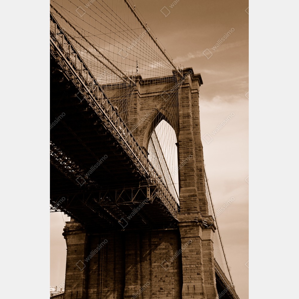 Repositionierbarer Aufkleber sepia ansicht der Brooklyn Bridge – Wallnifity® Repositionierbarer Aufkleber sepia ansicht der Brooklyn Bridge – Wallnifity®