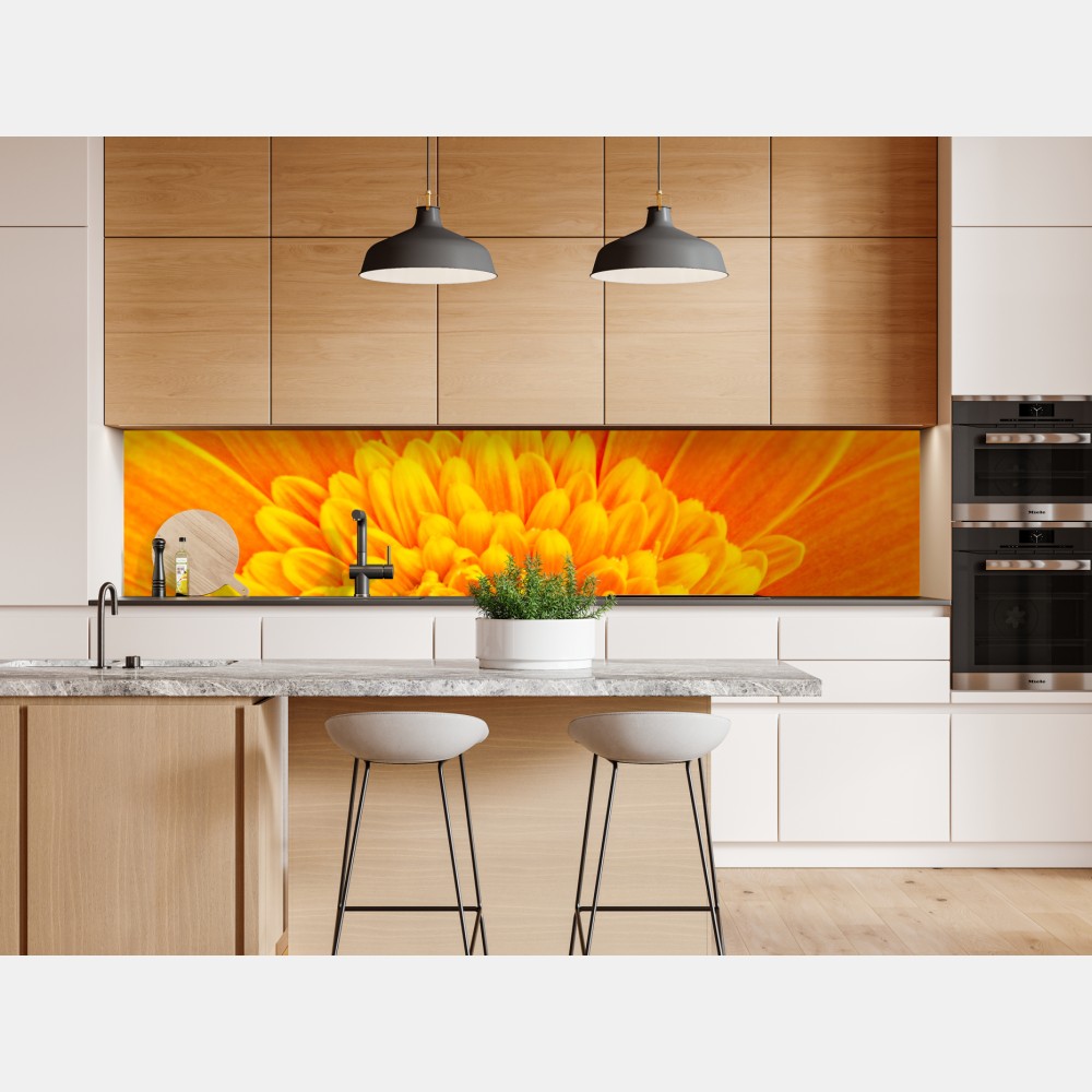 Repositionierbarer Aufkleber intensive orange gerbera nahaufnahme – Wallnifity® Repositionierbarer Aufkleber intensive orange gerbera nahaufnahme – Wallnifity®