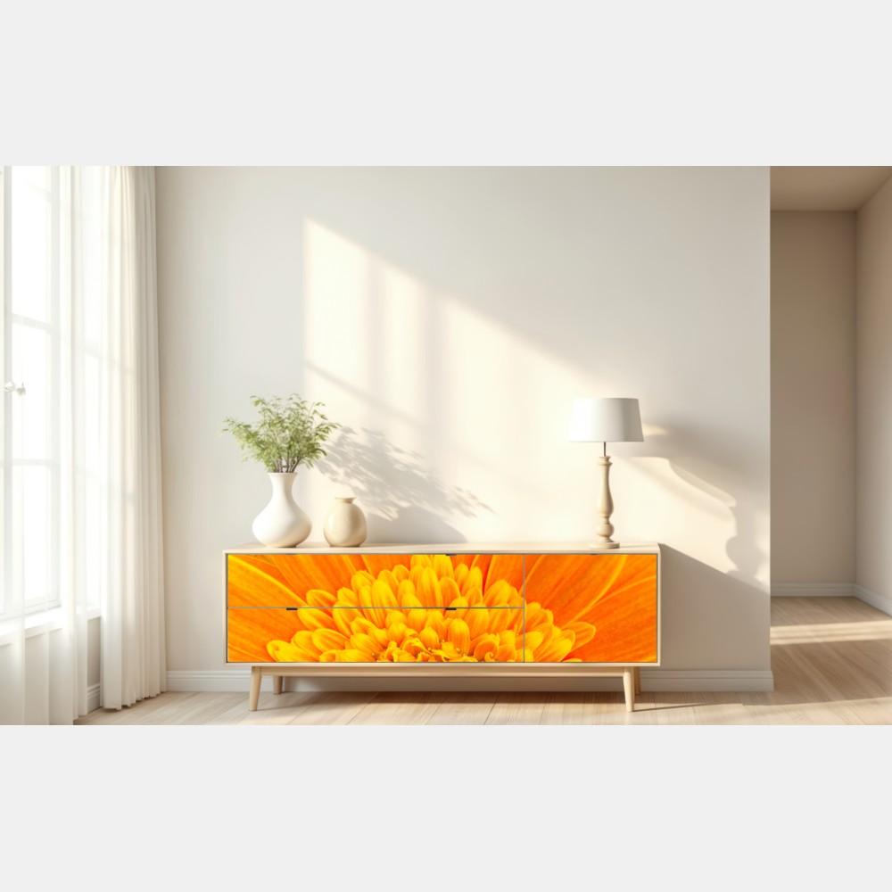 Repositionierbarer Aufkleber intensive orange gerbera nahaufnahme – Wallnifity® Repositionierbarer Aufkleber intensive orange gerbera nahaufnahme – Wallnifity®