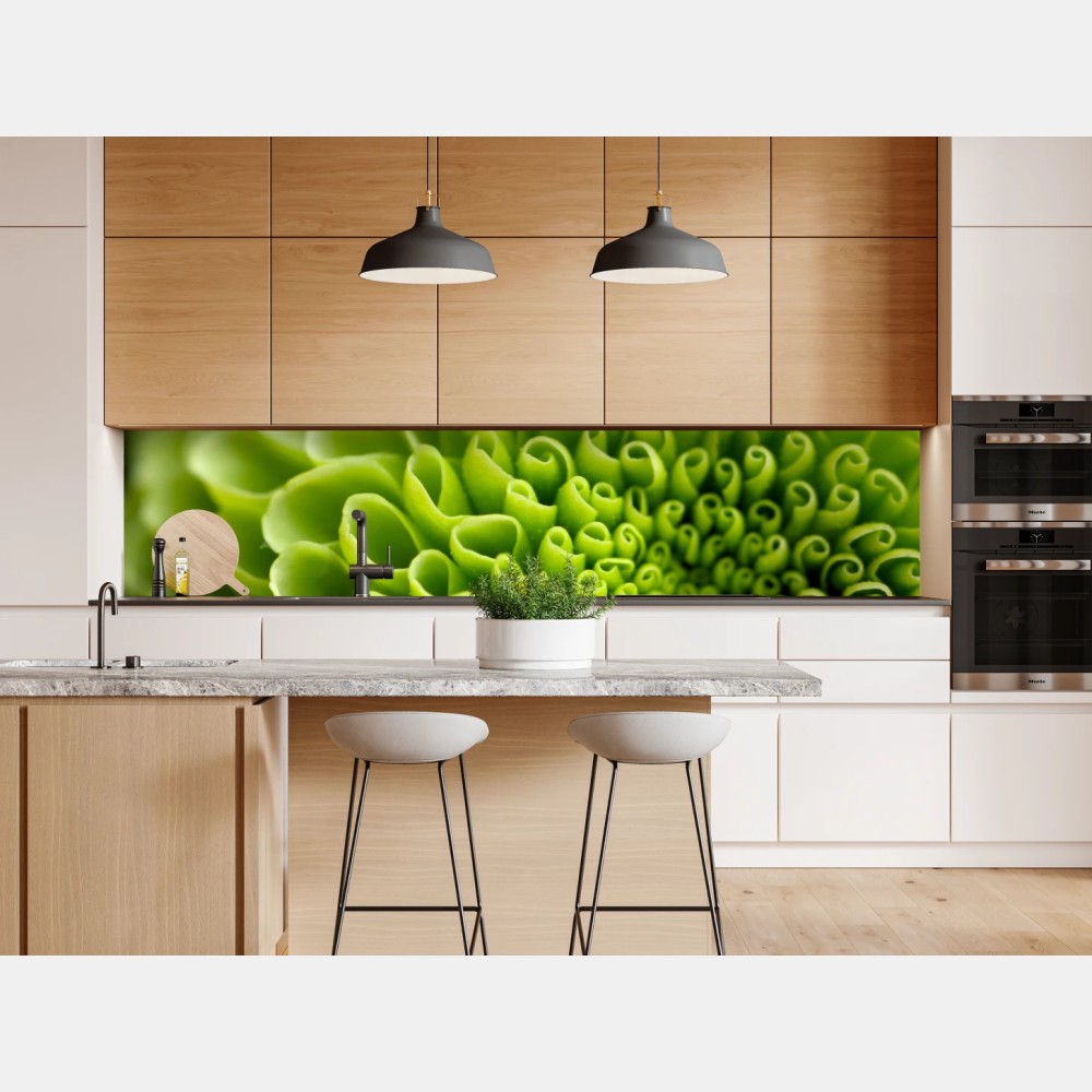Repositionierbarer Aufkleber leuchtende grüne blumenspirale im makro – Wallnifity® Repositionierbarer Aufkleber leuchtende grüne blumenspirale im makro – Wallnifity®