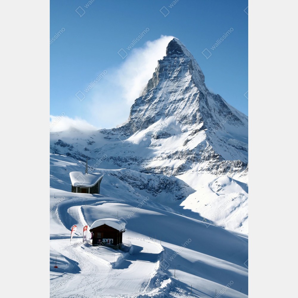 Repositionierbarer Aufkleber majestätischer alpiner gipfel im winter – Wallnifity® Repositionierbarer Aufkleber majestätischer alpiner gipfel im winter – Wallnifity®