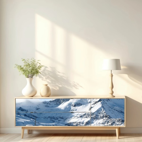 Repositionierbarer Aufkleber majestätischer alpiner gipfel im winter – Wallnifity® Repositionierbarer Aufkleber majestätischer alpiner gipfel im winter – Wallnifity®
