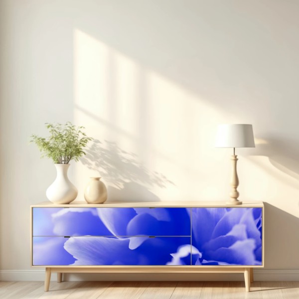 Repositionierbarer Aufkleber sanfte blaue abstrakte blume nahaufnahme – Wallnifity® Repositionierbarer Aufkleber sanfte blaue abstrakte blume nahaufnahme – Wallnifity®