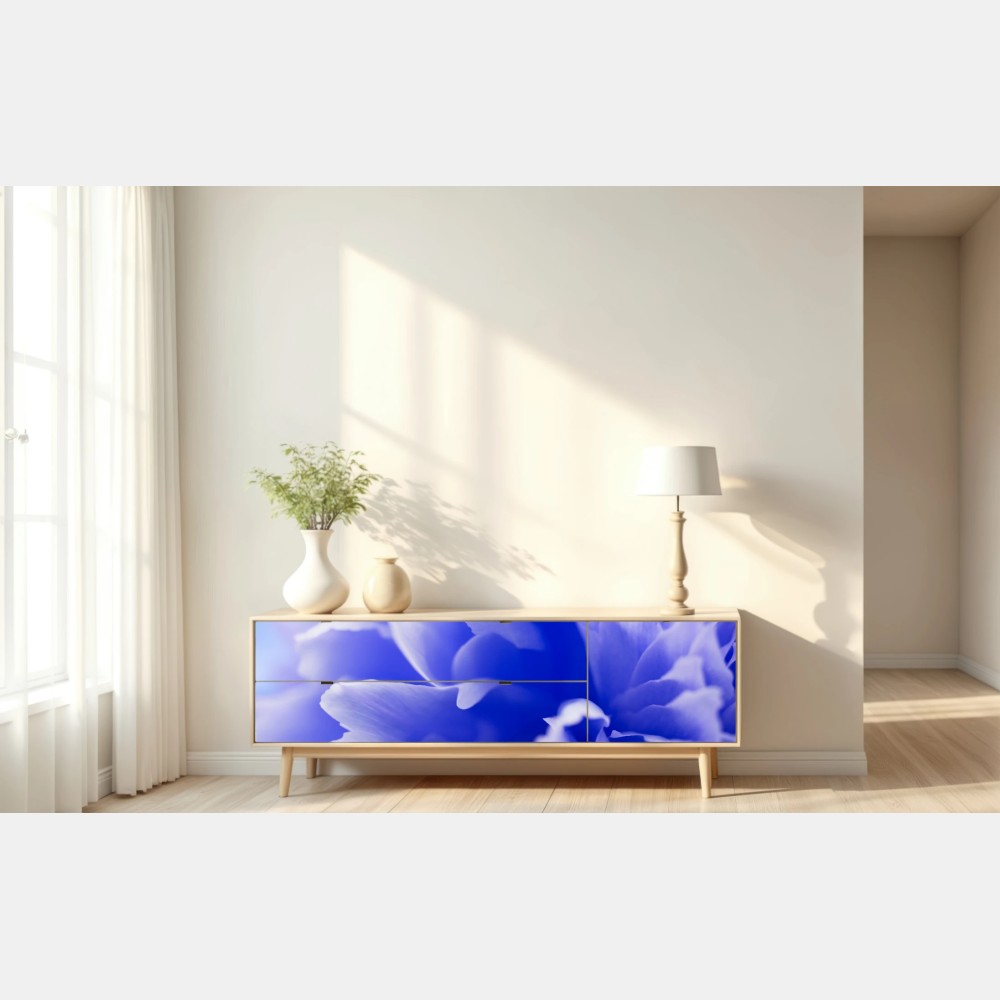 Repositionierbarer Aufkleber sanfte blaue abstrakte blume nahaufnahme – Wallnifity® Repositionierbarer Aufkleber sanfte blaue abstrakte blume nahaufnahme – Wallnifity®