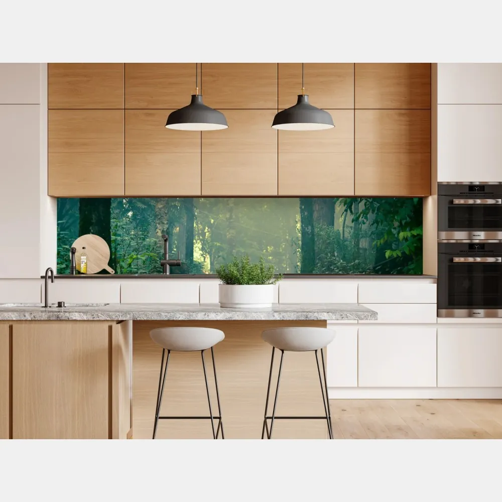 Repositionierbarer Aufkleber moosbedeckte steintreppe in den nebligen wald – Wallnifity® Repositionierbarer Aufkleber moosbedeckte steintreppe in den nebligen wald – Wallnifity®