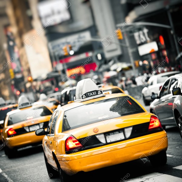 Repositionierbarer Aufkleber gelbes taxi in den straßen von New York – Wallnifity® Repositionierbarer Aufkleber gelbes taxi in den straßen von New York – Wallnifity®